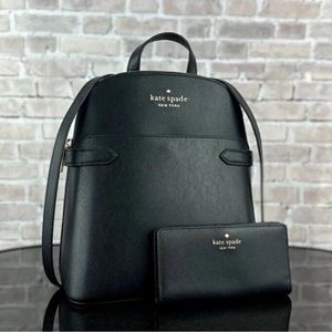 KATE SPADE NEW YORK STACI DOME LEATHER BACKPACK SHOULDER BAG WALLET SET